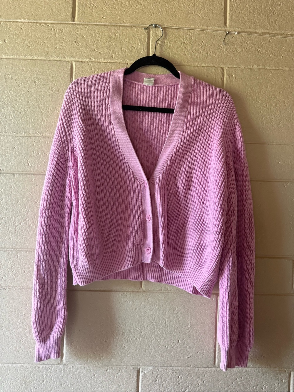 Melrose and Market Soft Pink V-Neck Button Ribbed Cardigan
